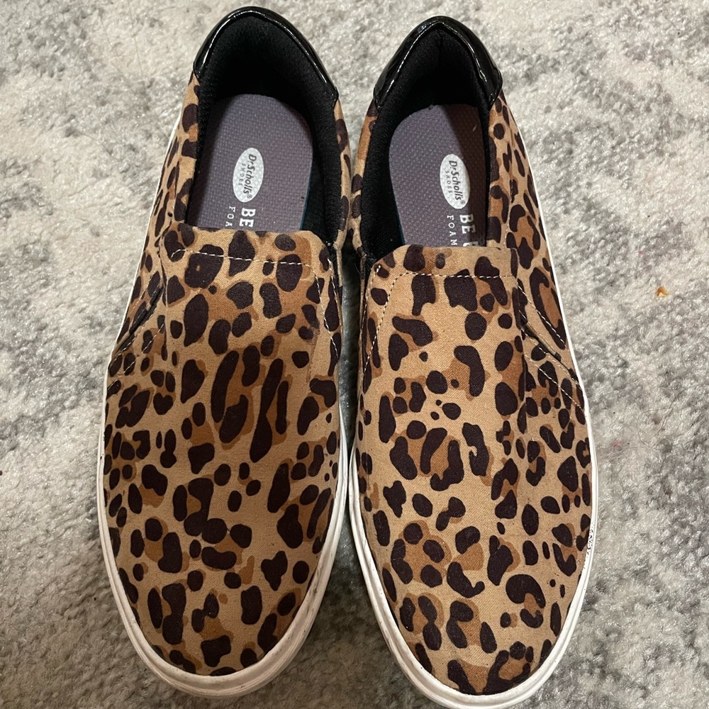 Dr Scholls leopard slip on shoes